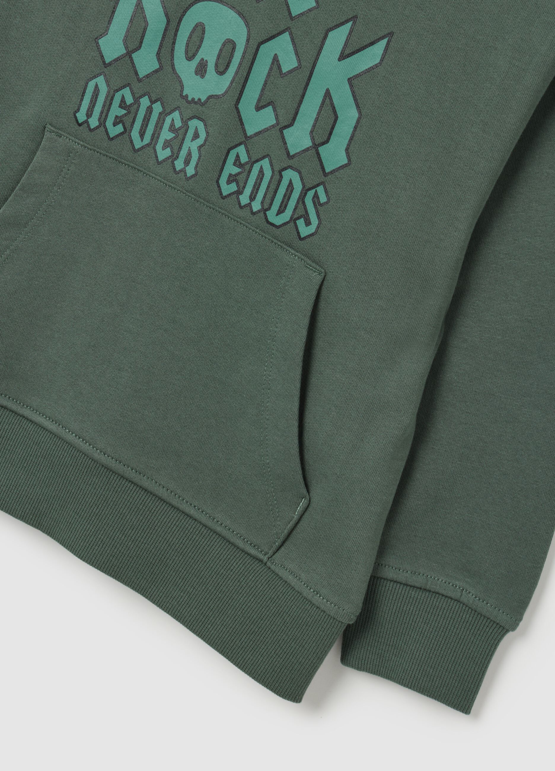 Felpa da bambino in puro cotone verde oversize