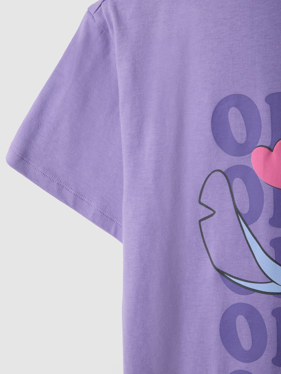 Girls' purple pure cotton nightshirt regular fit with Stitch_3