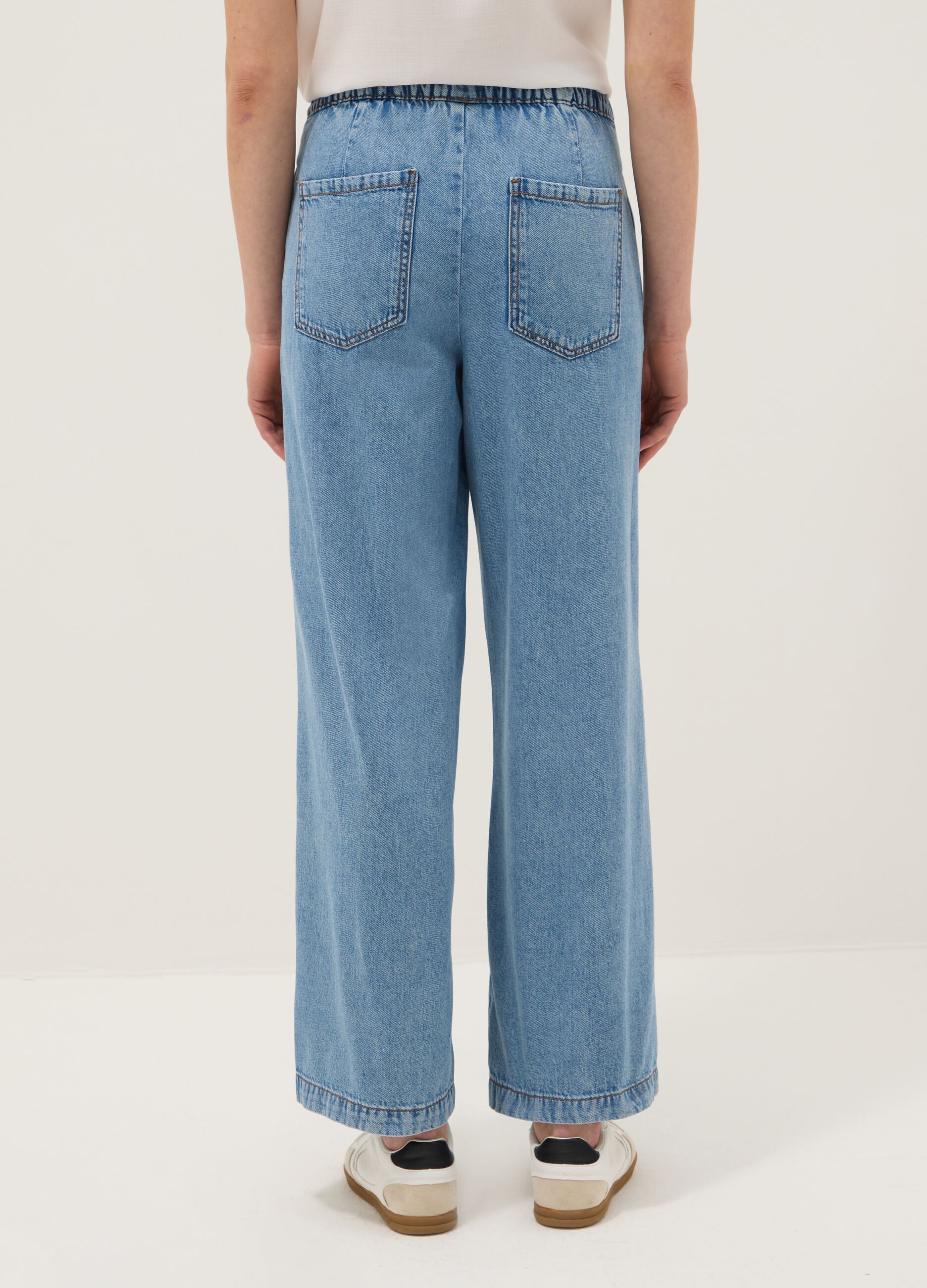 Azure Denim Pure Cotton Jogger Trousers Regular Fit