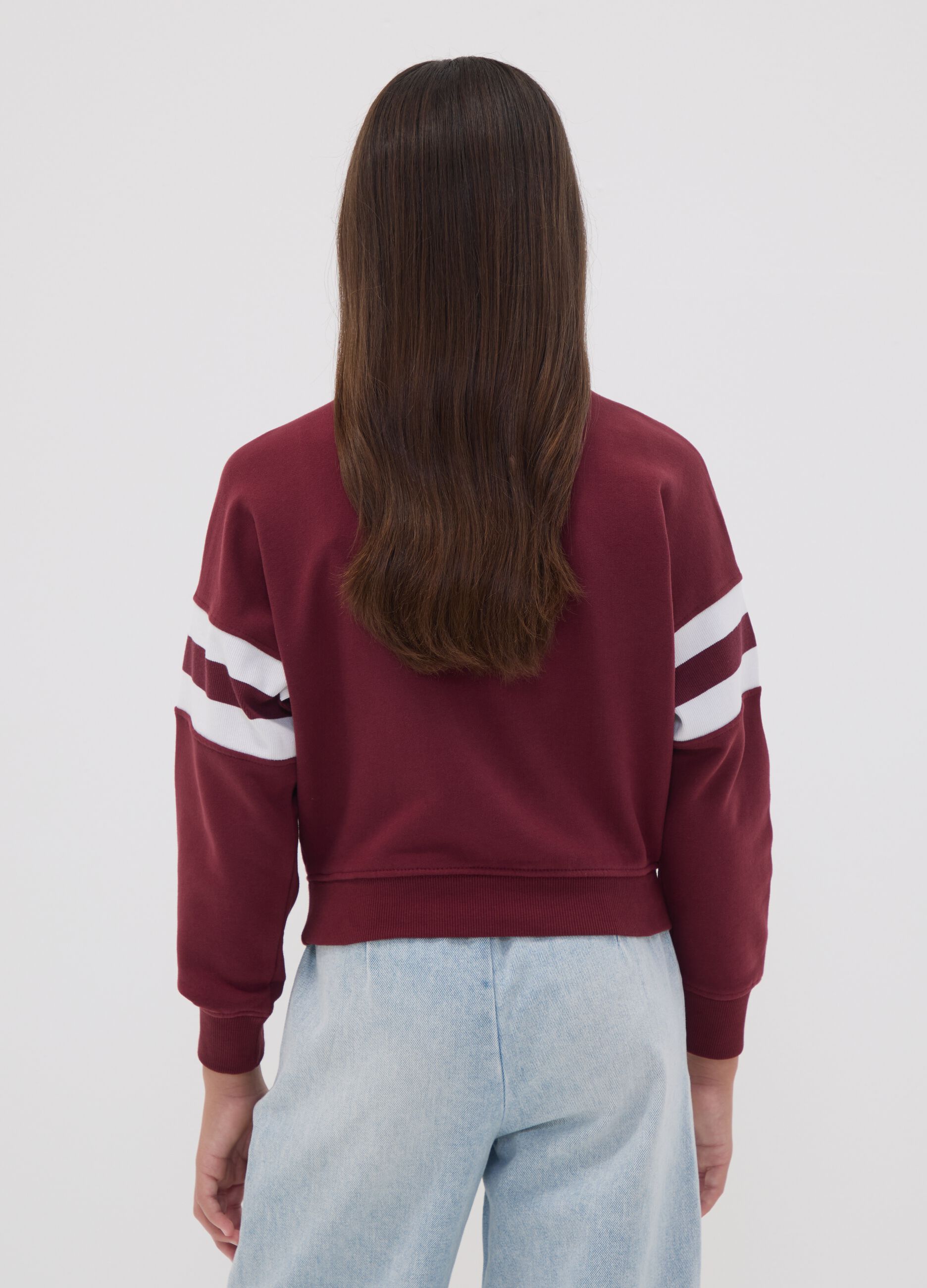 Red stretch-cotton sweatshirt with ribbed neckline, Harry Potter theme