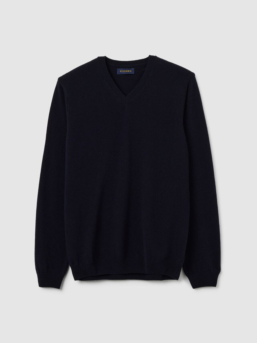 Maglione in pura lana d'agnello blu regular fit_0
