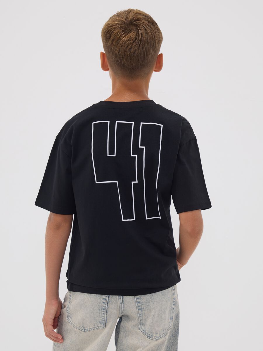 Black pure cotton short-sleeve T-shirt with Jeep slogan_1
