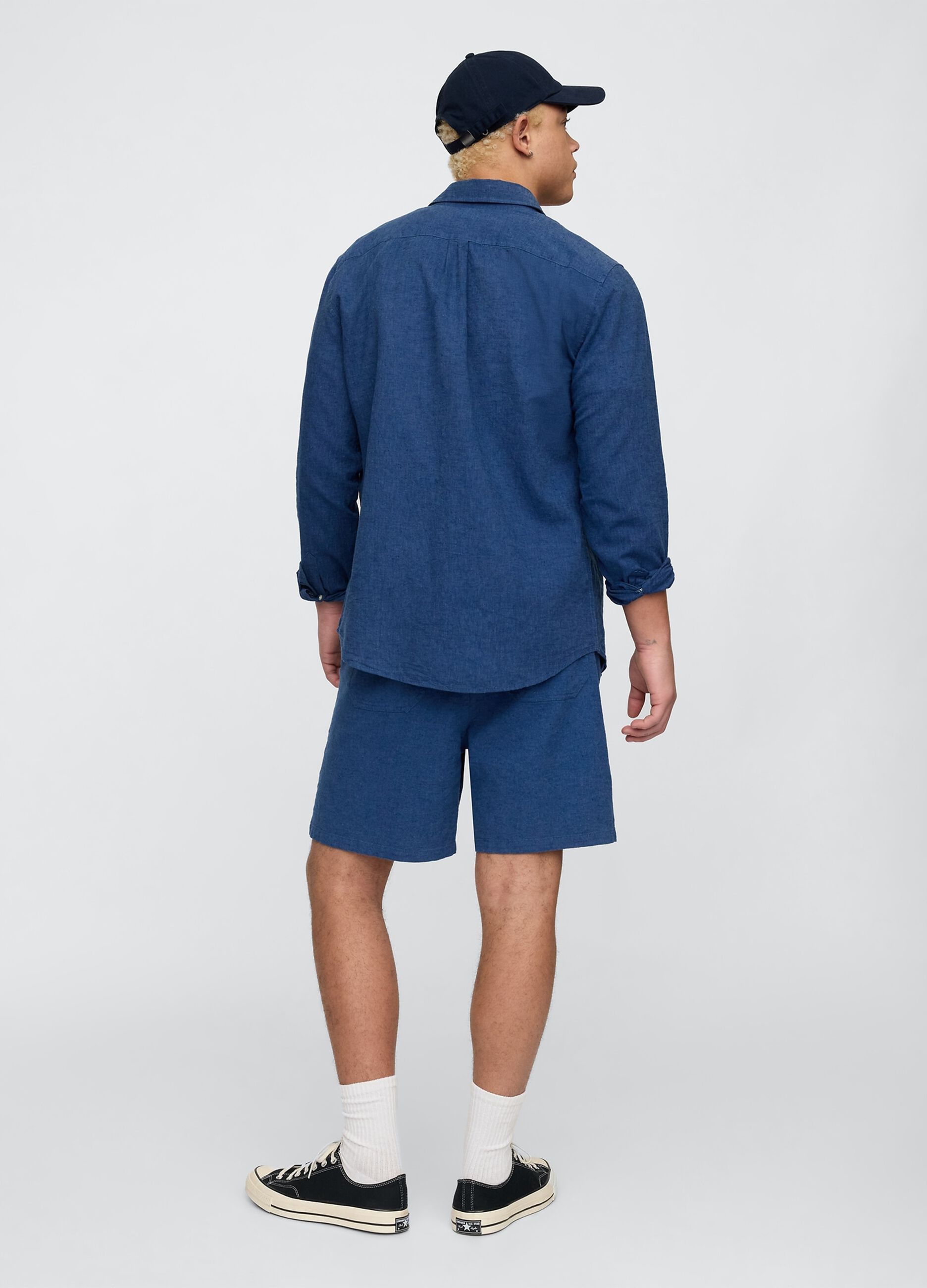 Blue Fabric Blend Shorts