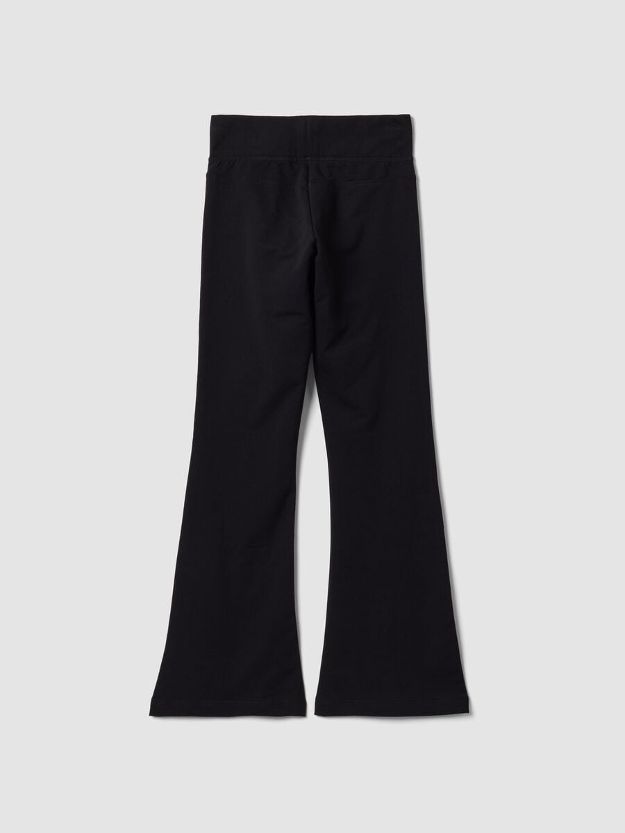 Pantaloni neri flare in cotone organico elasticizzato per ragazza_4