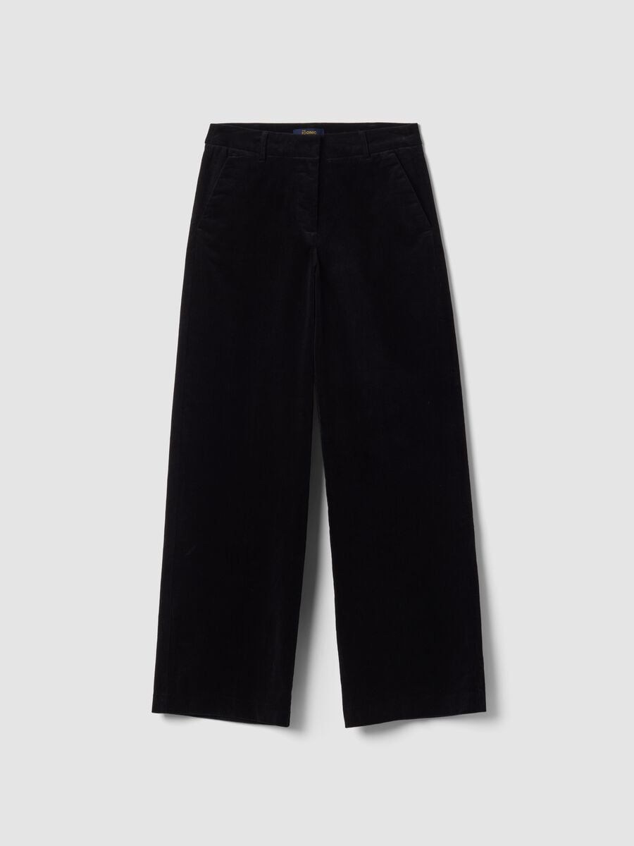 Black The Iconic Pants straight-leg ribbed stretch cotton trousers_4