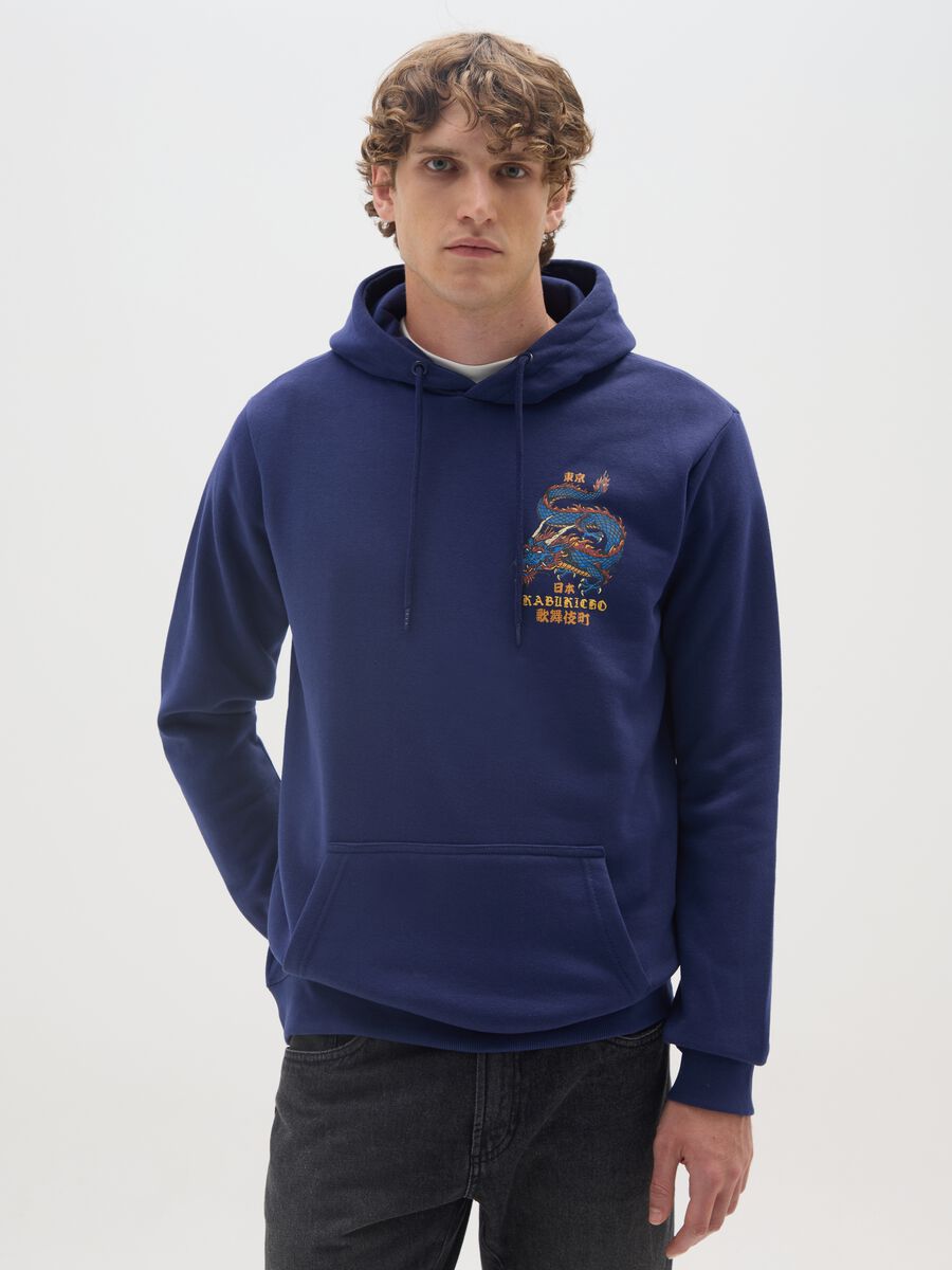 Blue Cotton Blend Hoodie_0