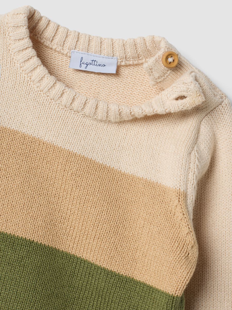 Multicolour striped pure cotton crew-neck baby top_2
