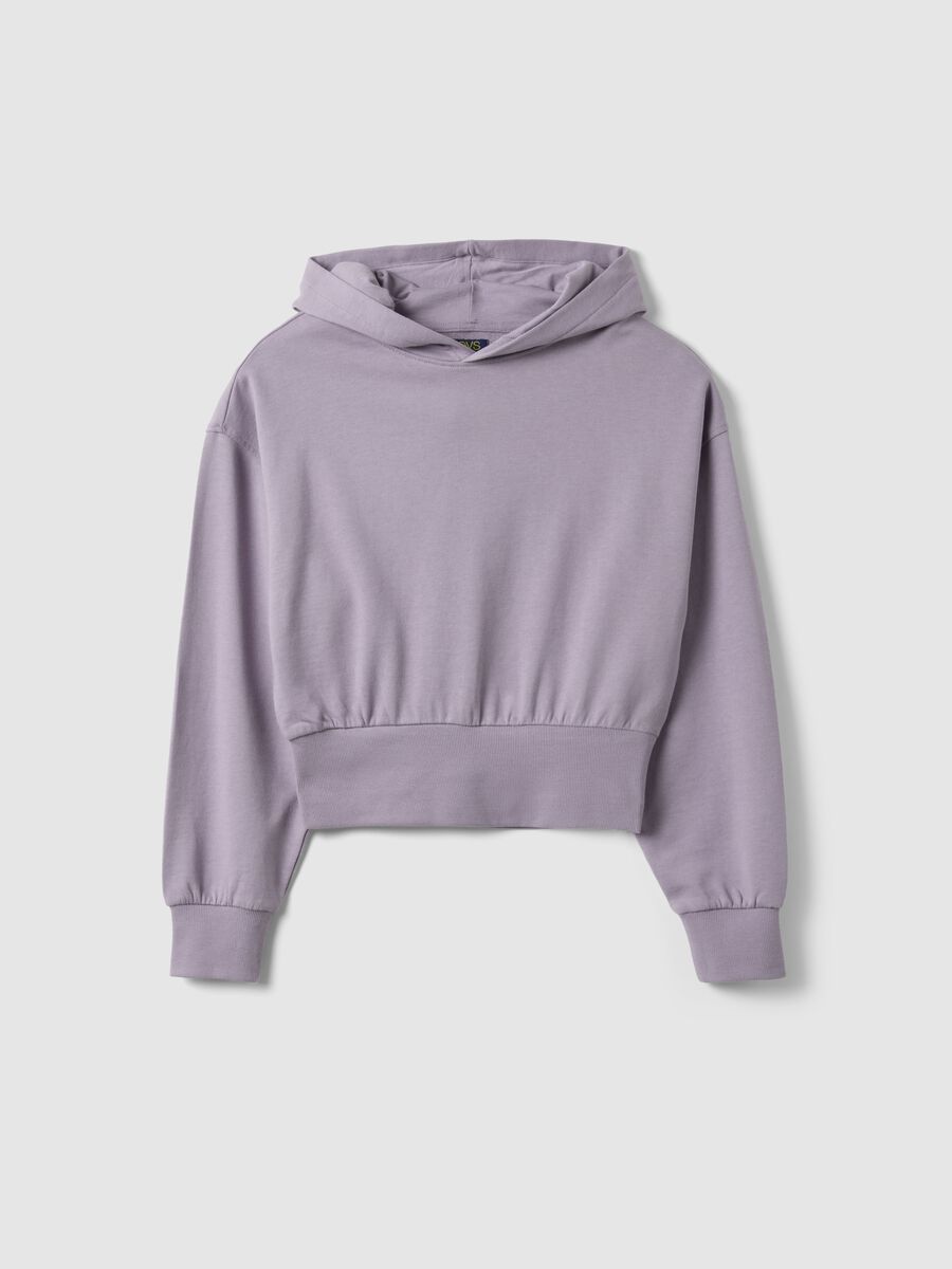 Felpa in puro cotone viola da ragazza relaxed fit con cappuccio_3