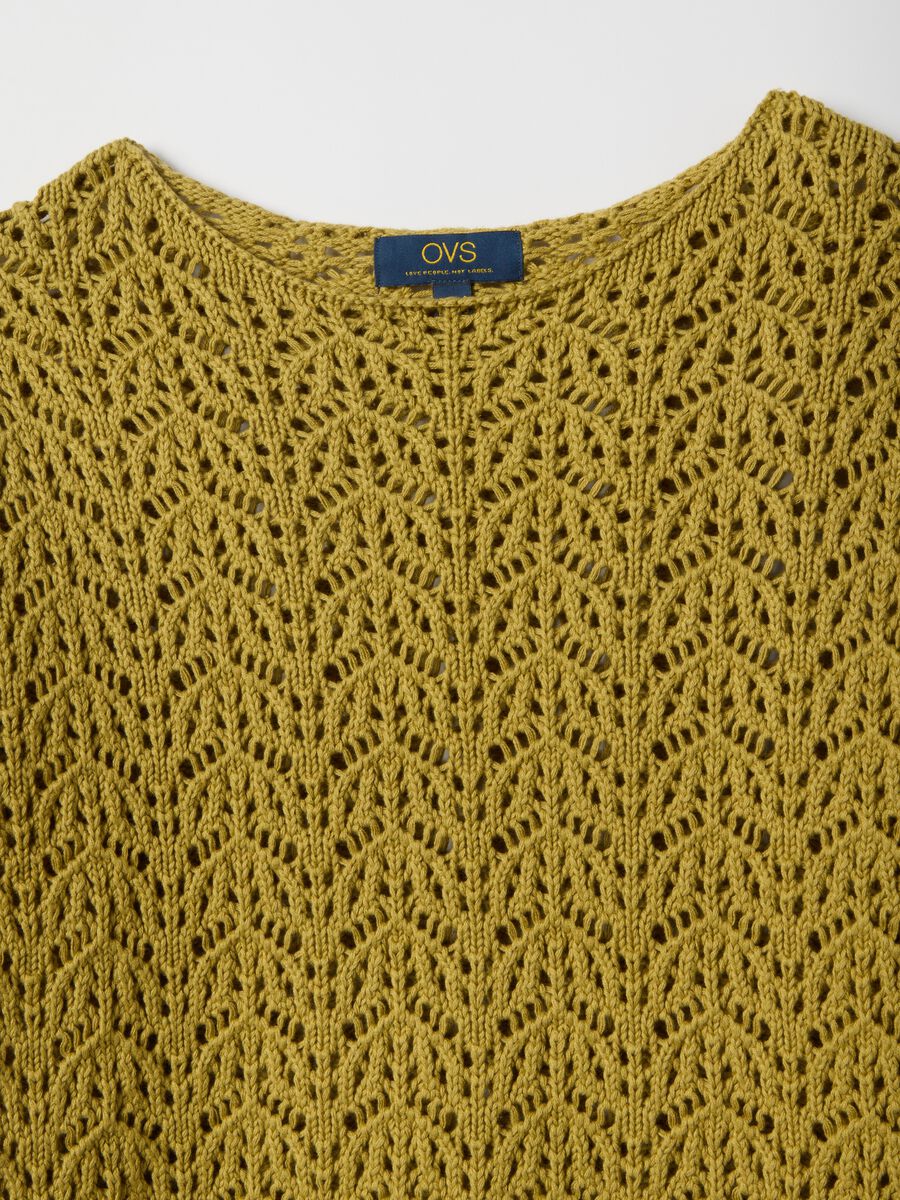 Pure cotton yellow jumper regular fit with perforated pattern_5