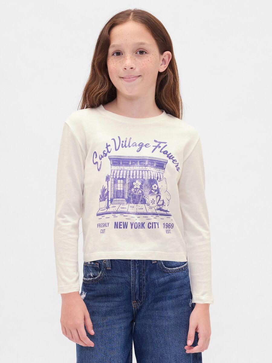 White long-sleeve t-shirt with prints_0