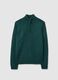 Green Regular Fit High-Neck Sweater with Short Zip_4