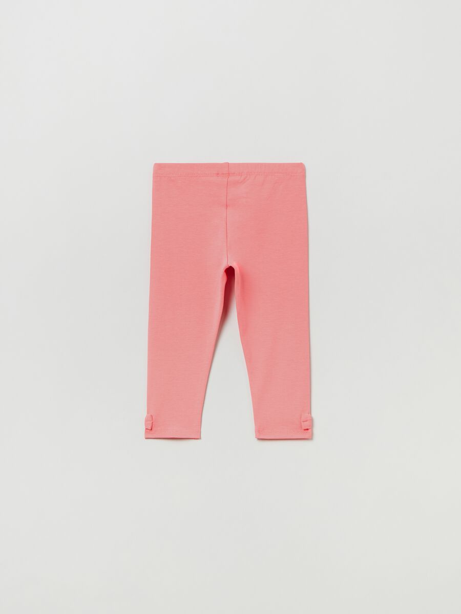 Leggings in cotone stretch con fiocchetti_1