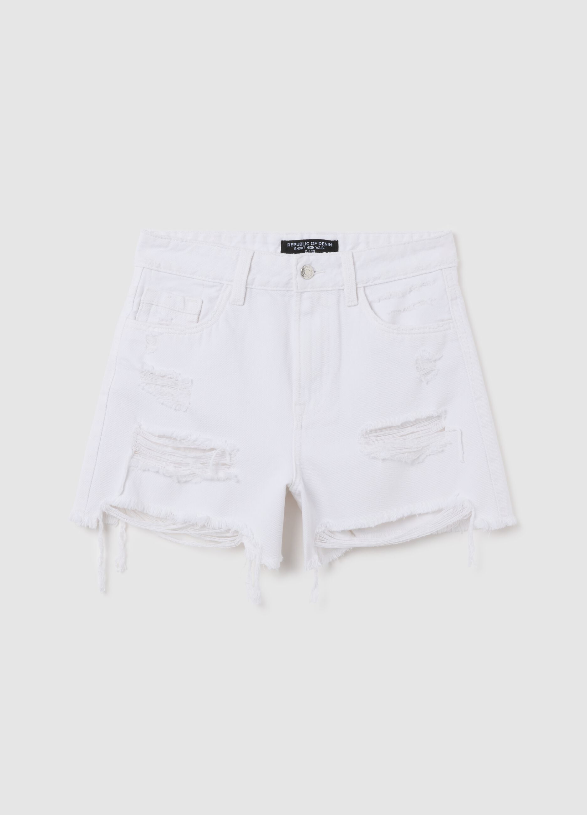 Women's white pure cotton regular fit shorts