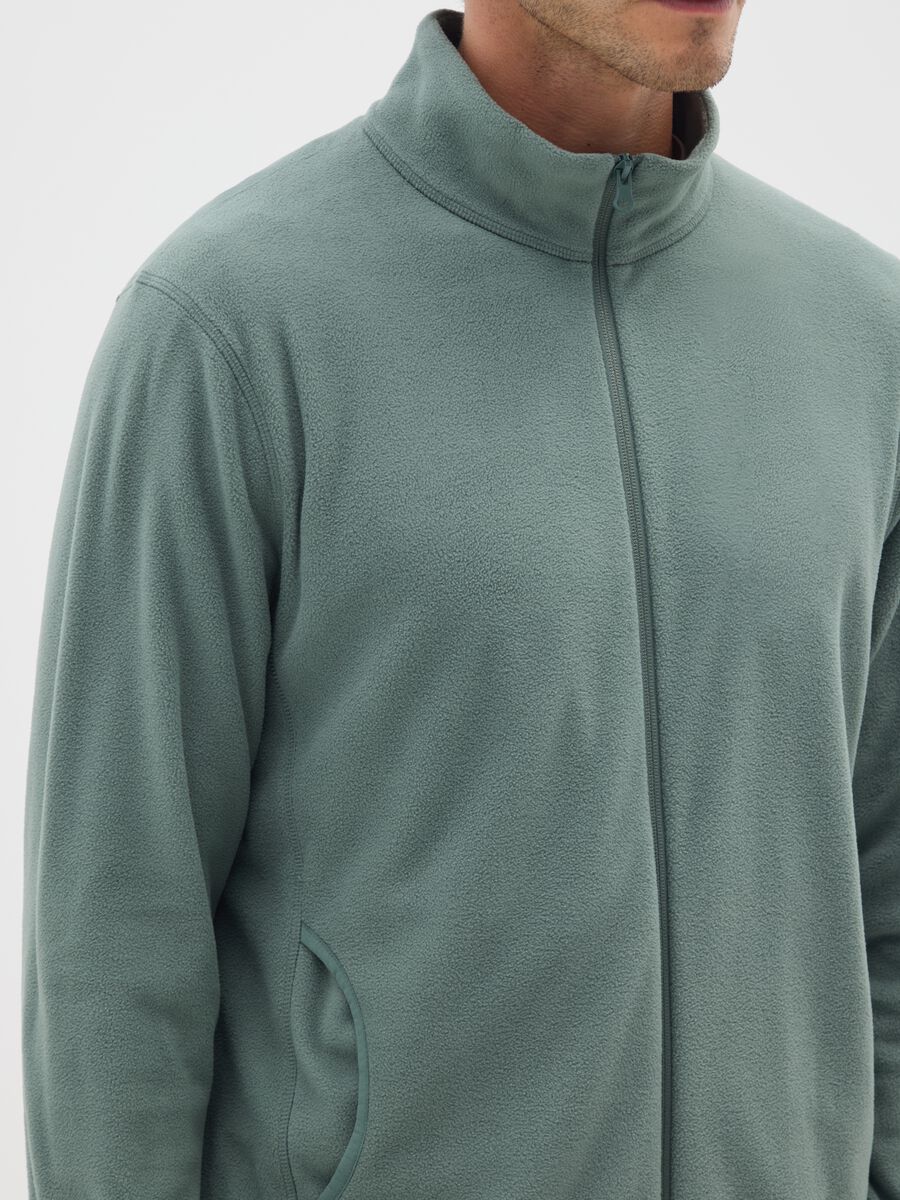 Felpa in pile verde regular fit_3
