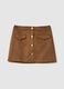Brown regular fit mini skirt with gold buttons_4
