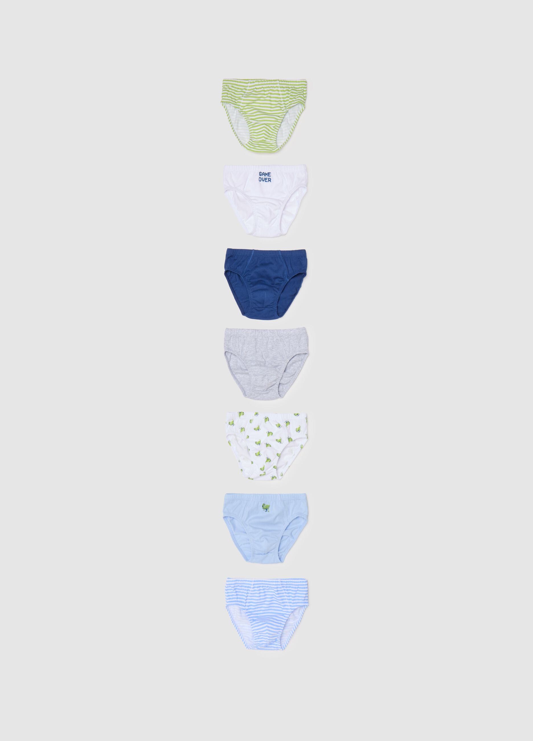 Multipack sette slip in cotone stampa gamers