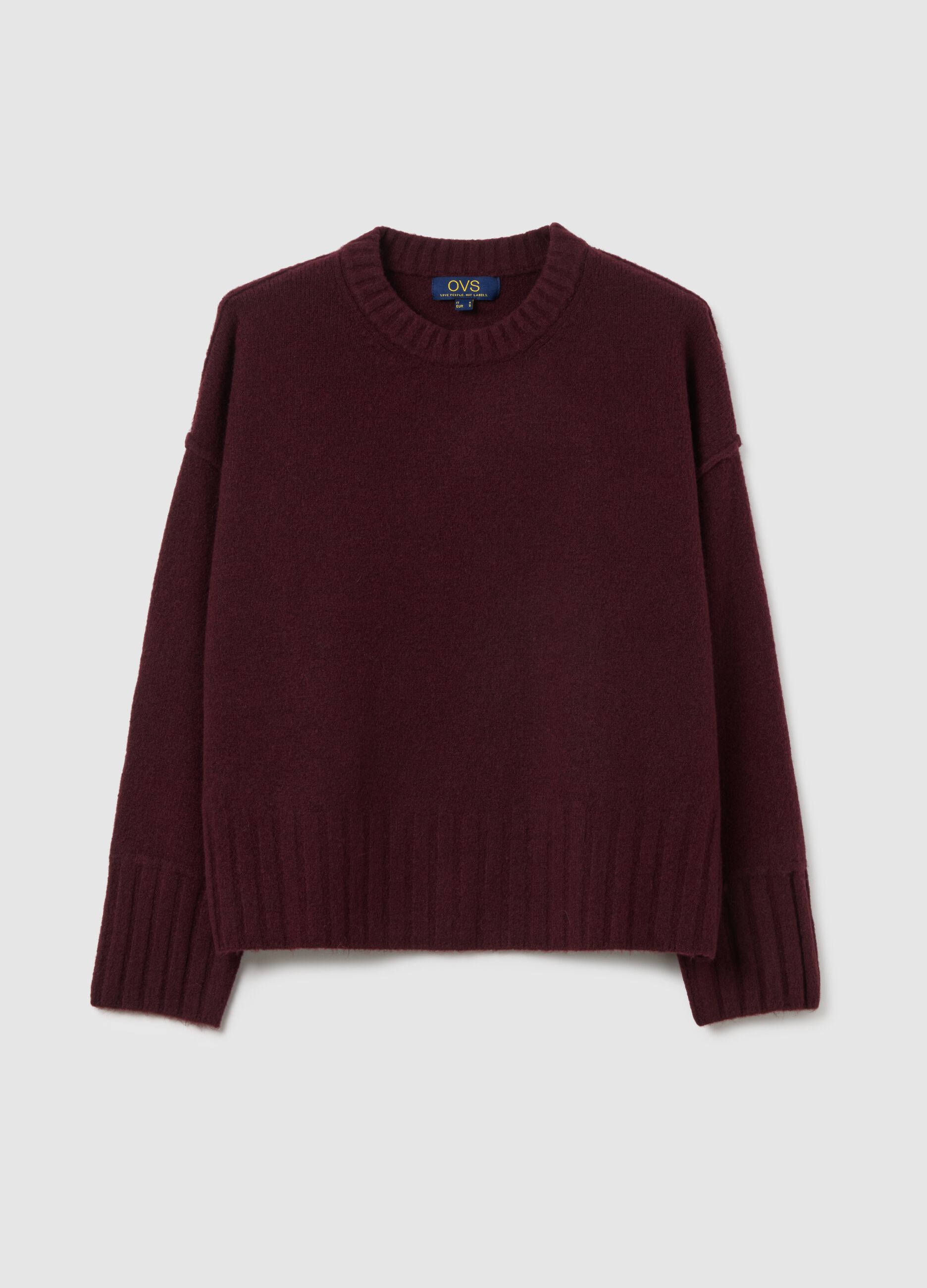 Red crew neck oversized pullover