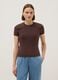 Brown stretch cotton fitted t-shirt_0