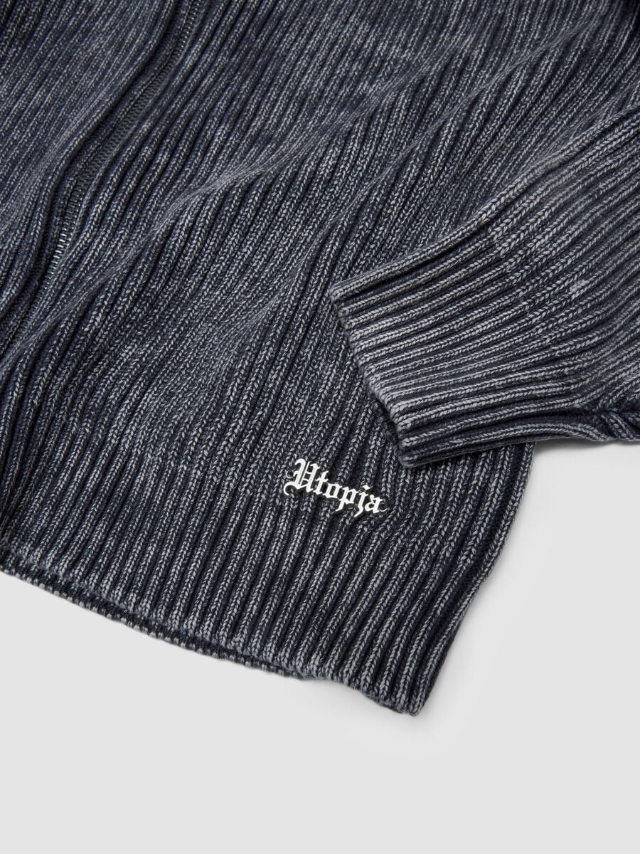 Vintage Grey Ribbed Knit Hoodie_7