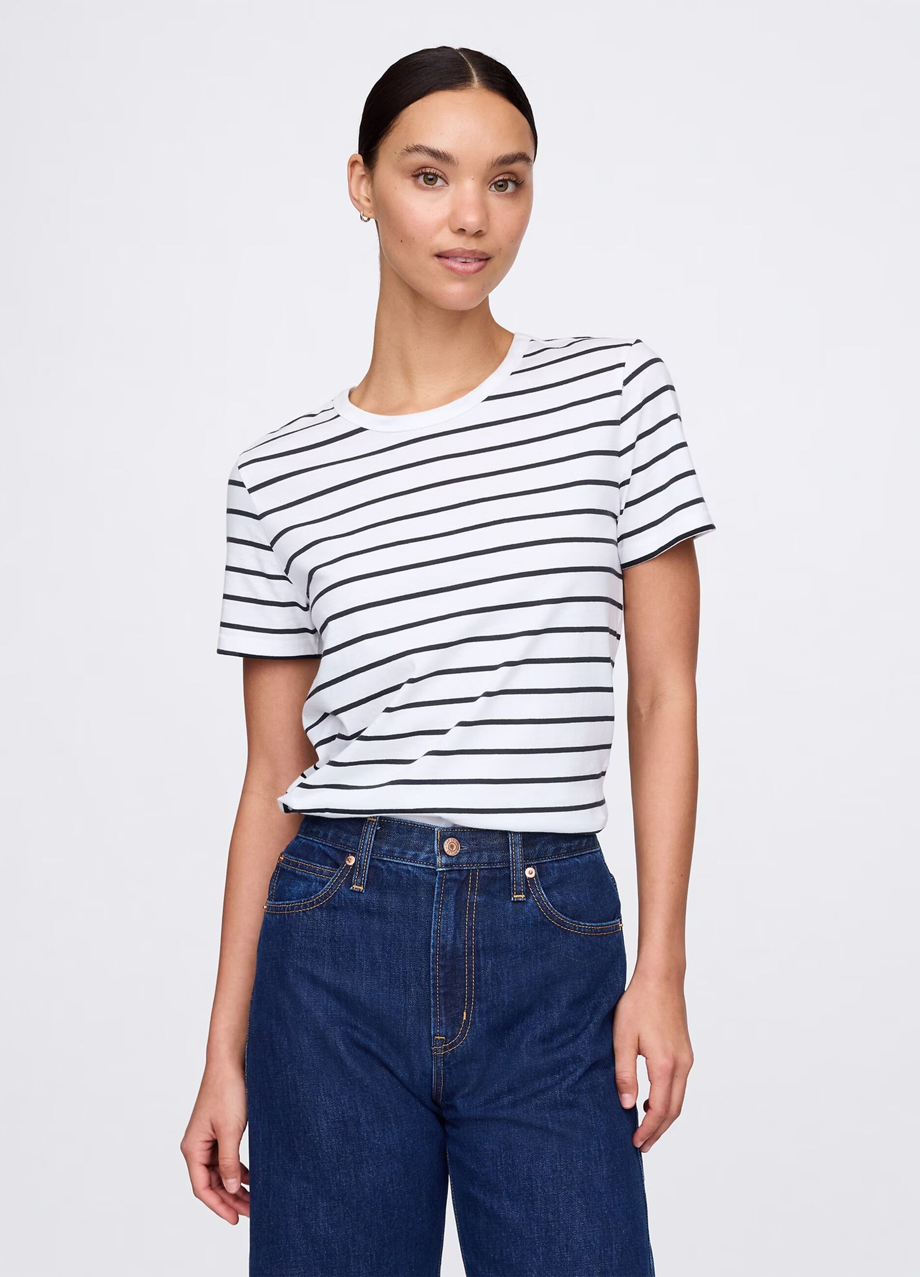 Black and white striped T-shirt in cotton