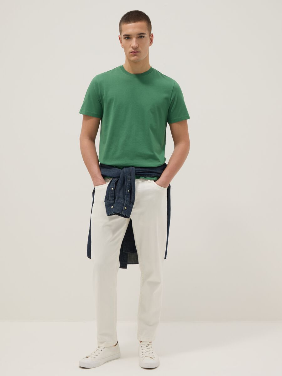 Green pure cotton short-sleeved t-shirt regular fit_1