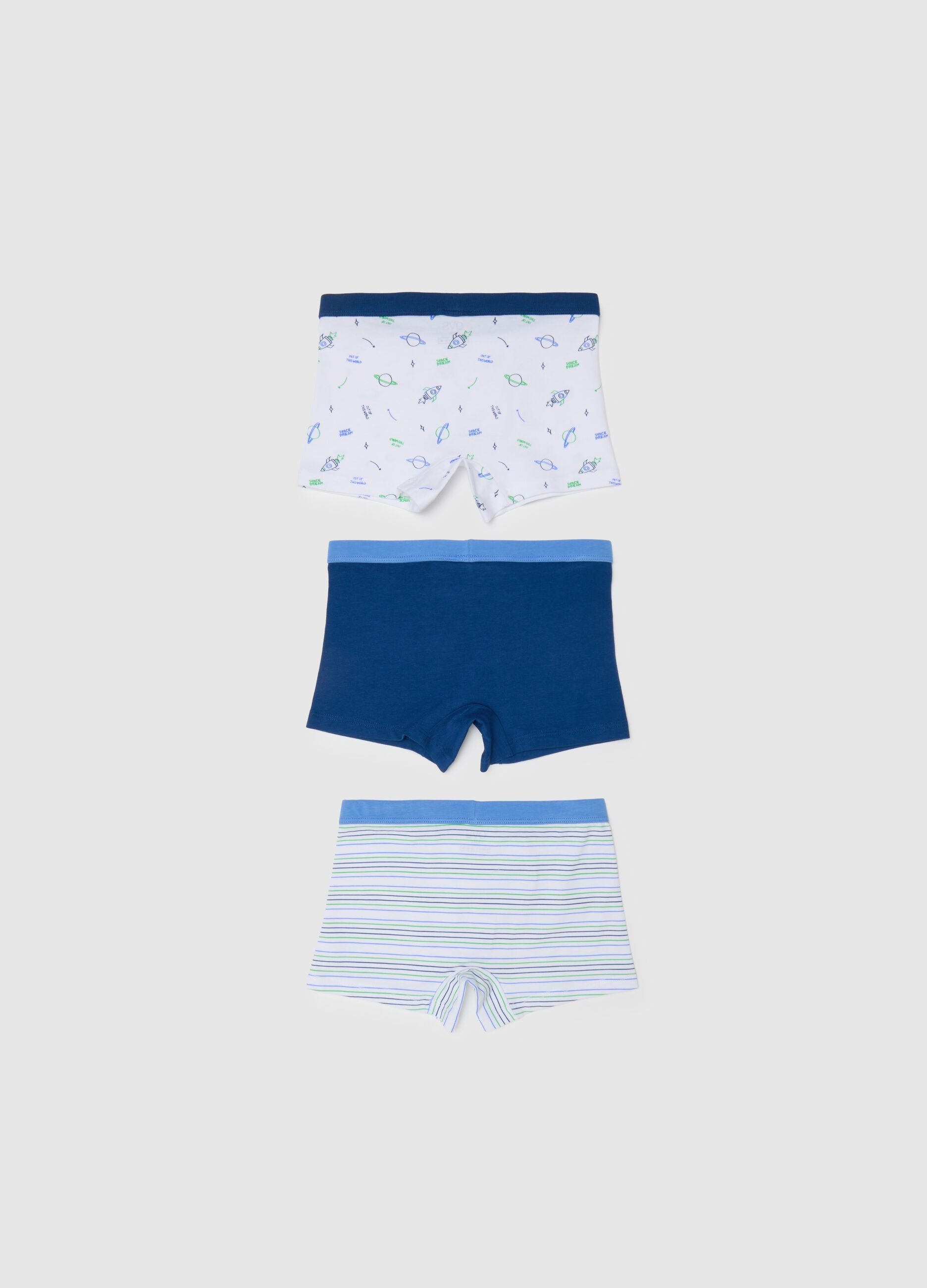 Pack of three colourful stretch cotton boys' briefs