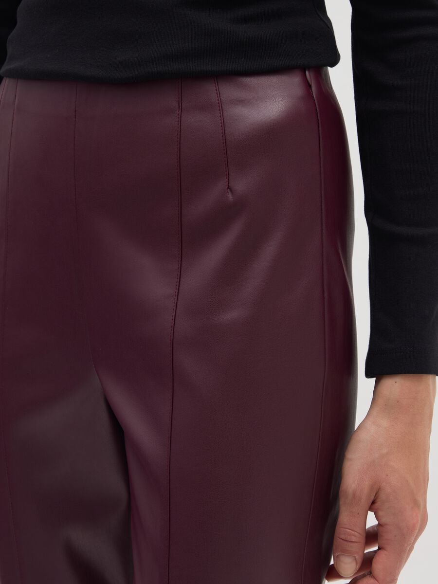 Red Slim Fit Patent Effect Leggings_3