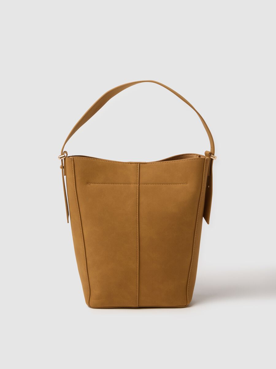 Brown bucket bag with adjustable handle_1