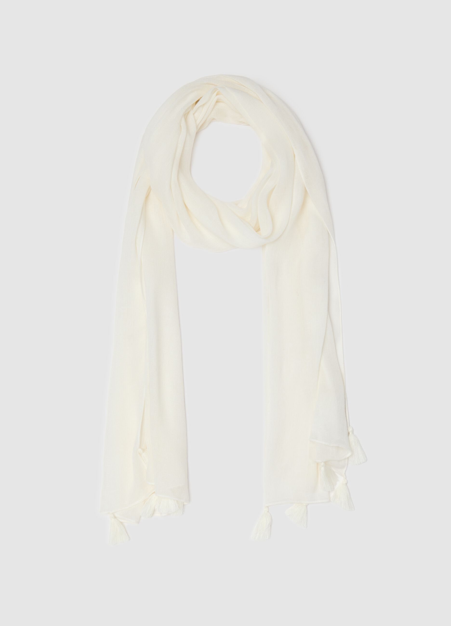 Cream scarf with tassels