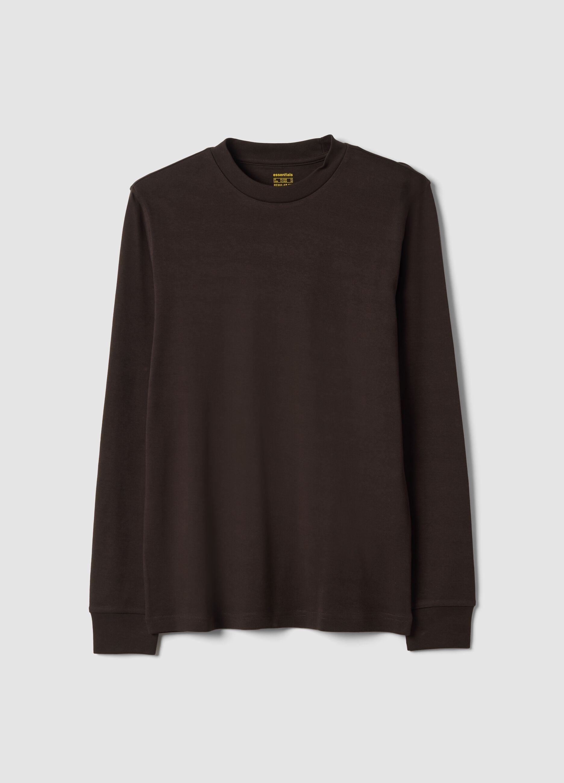 Brown pure cotton crew-neck T-shirt