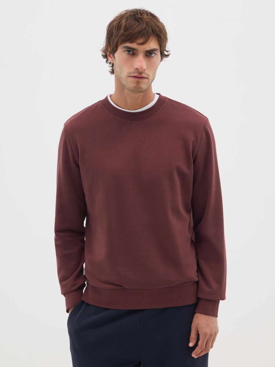 Felpa in misto cotone marrone regular fit_0