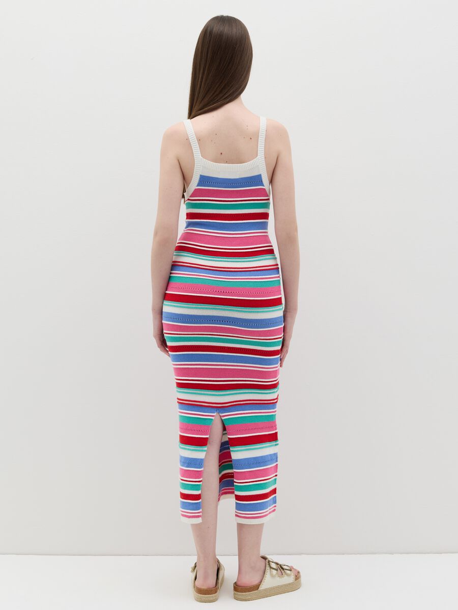 Sleeveless dress with multicoloured stripes_3