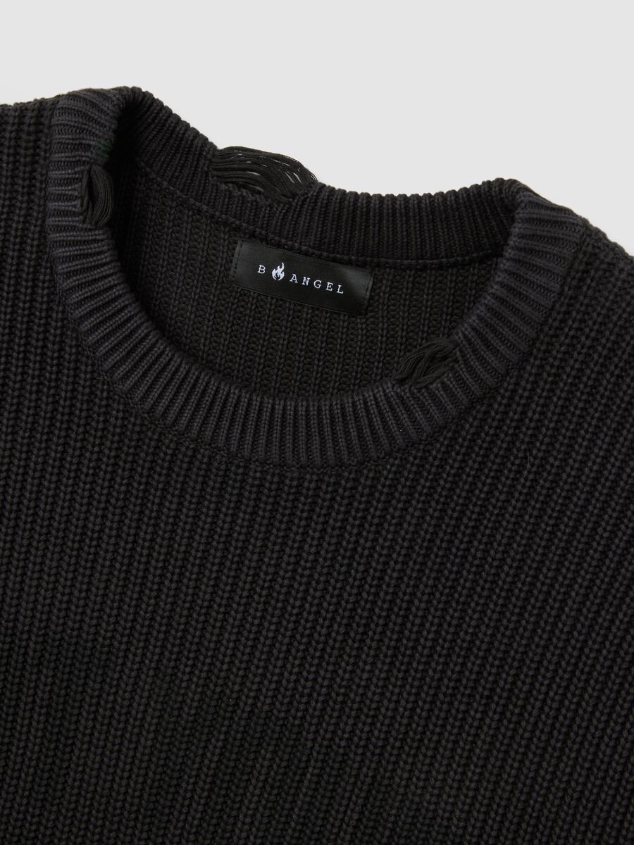 Black pure cotton oversized sweater_5