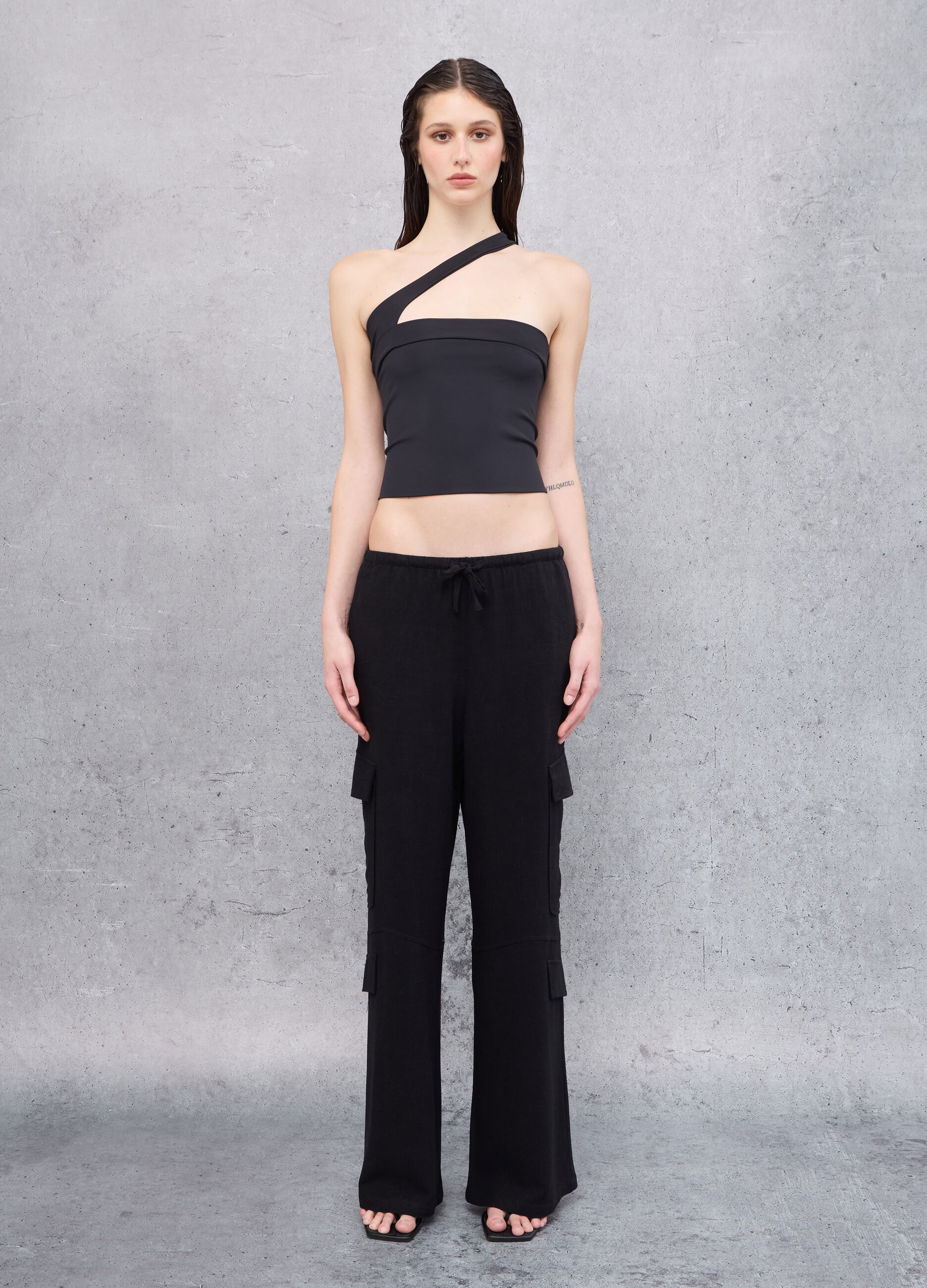 Asymmetrical Adjustable Black Top
