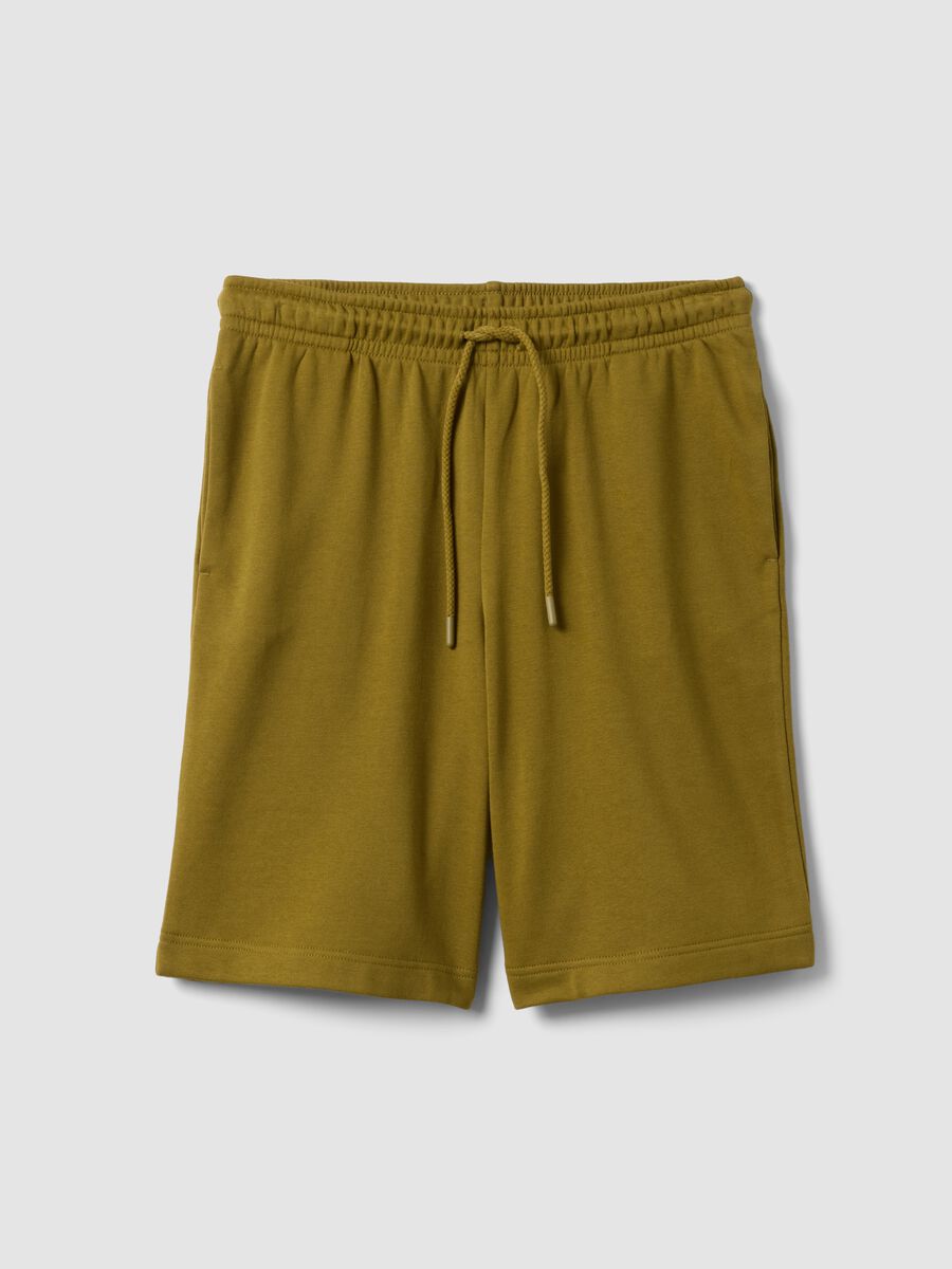 Short in misto cotone verde regular fit con vita elasticizzata_4
