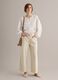 Beige crossbody bag in paper-blend fabric with fringe_3