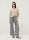 White pure viscose patterned trousers, regular fit_0