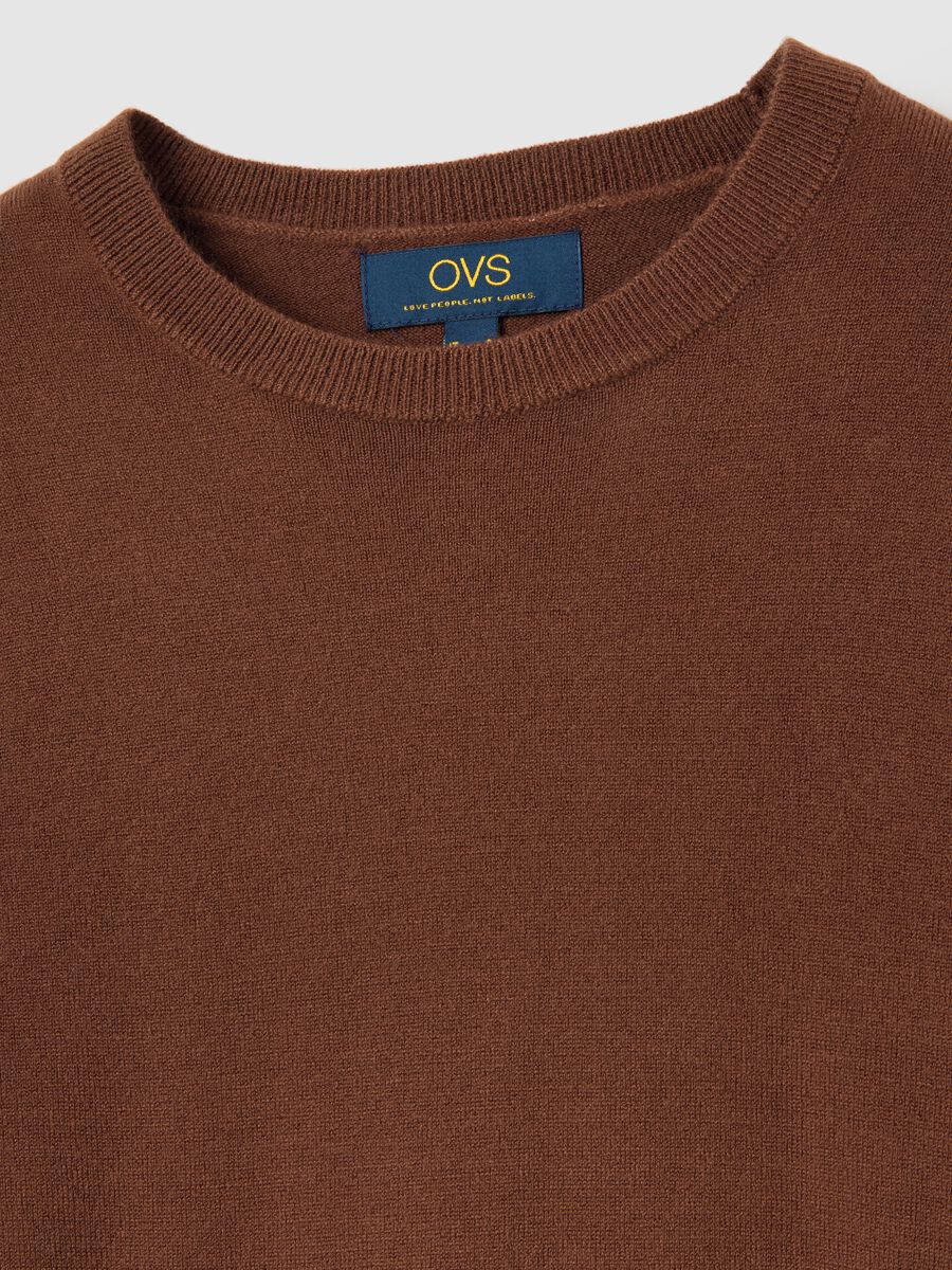 Brown crew neck sweater regular fit_5