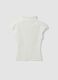 White fitted modal and stretch cotton T-shirt with high neck_0