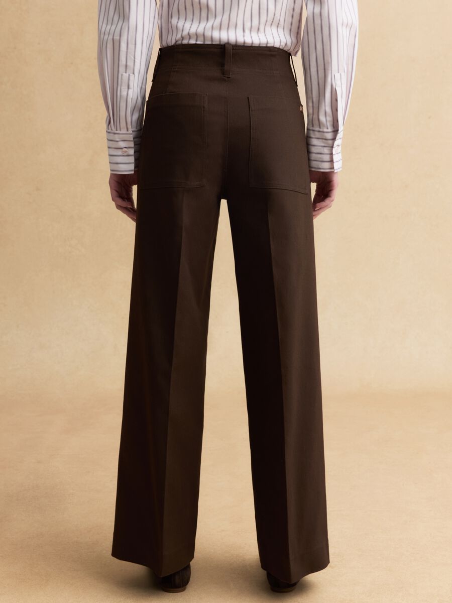 Pantaloni dritti in misto cotone marroni regular fit_2