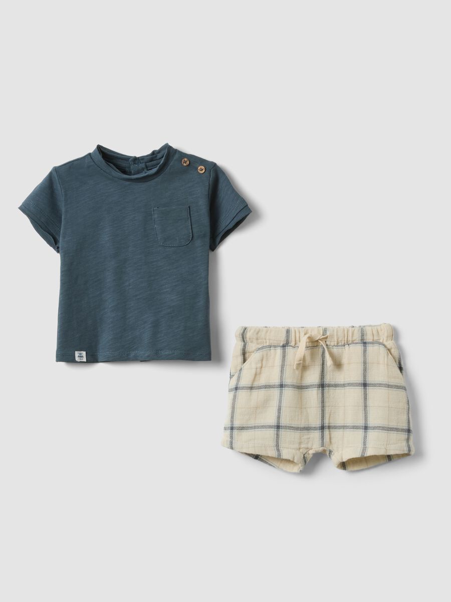 Set in puro cotone blu per neonato_0