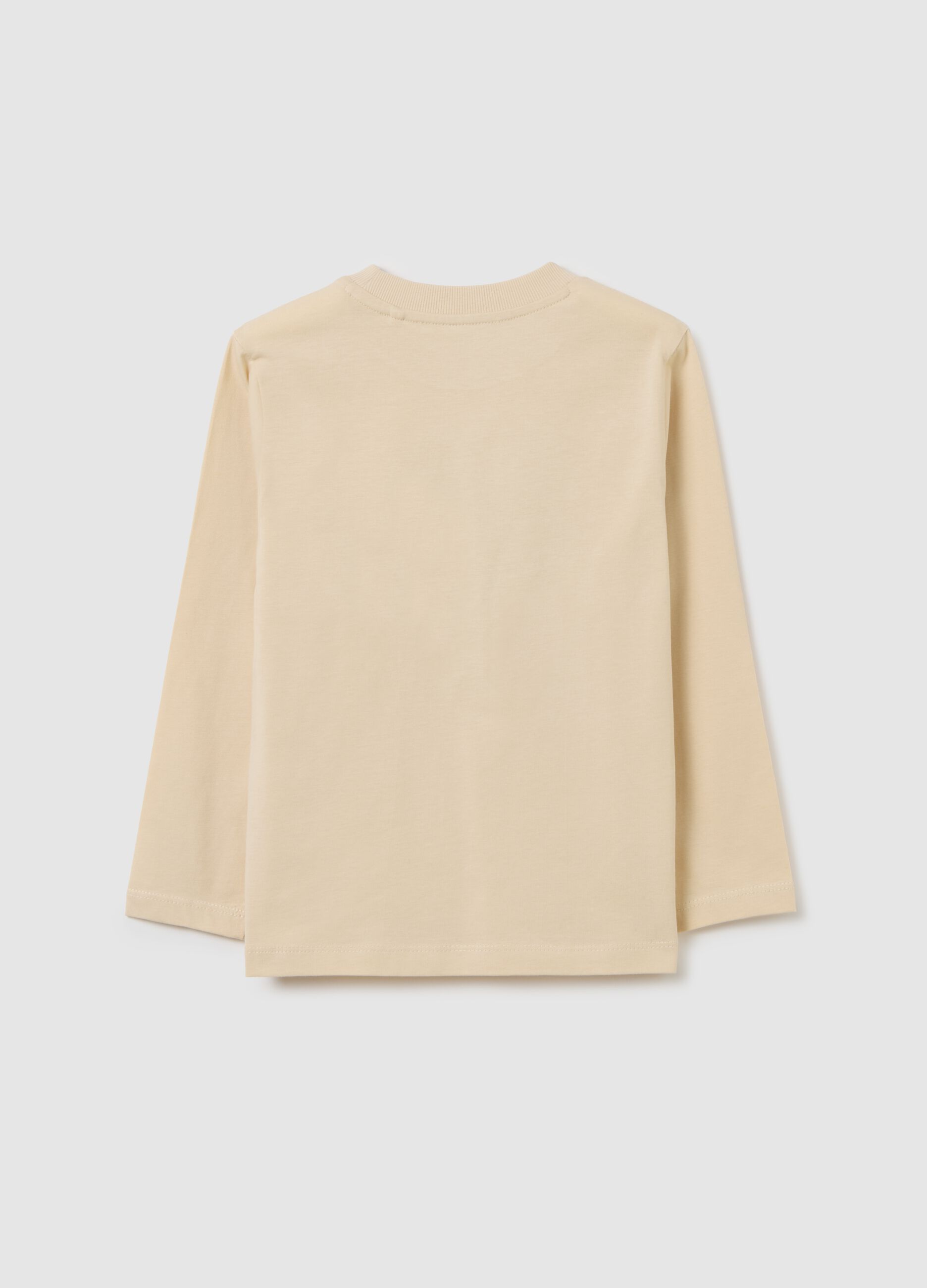 Children's beige pure cotton regular fit t-shirt