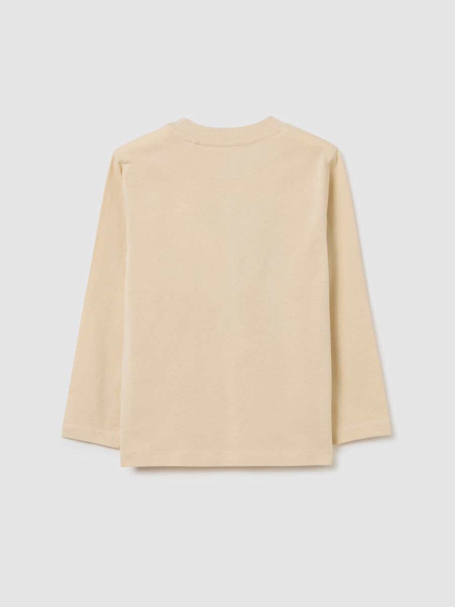 Children's beige pure cotton regular fit t-shirt_1