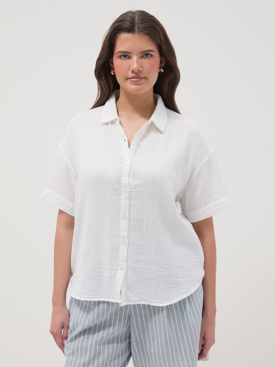 White pure cotton shirt with classic collar_1