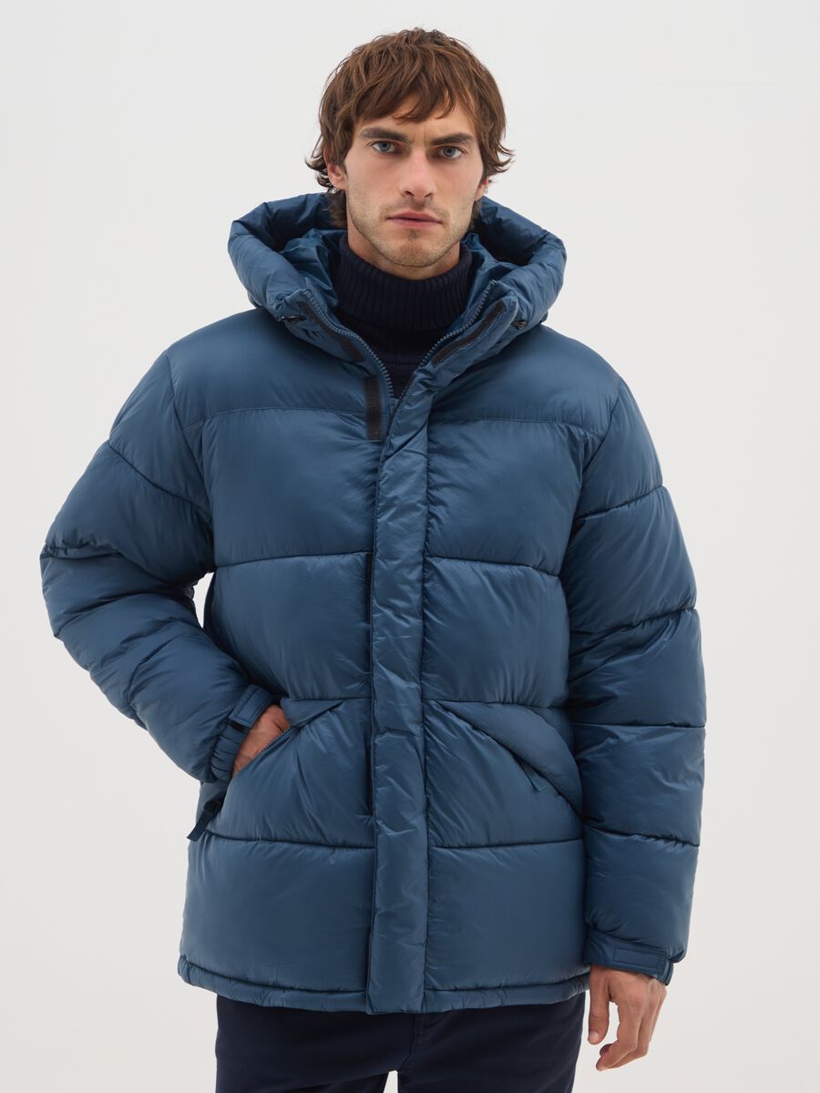 Petrol Blue The Iconic Puffer with Adjustable Hood_0