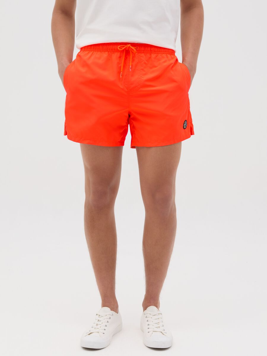 Men's Orange Maui Boxer Shorts in Fabric Blend_1
