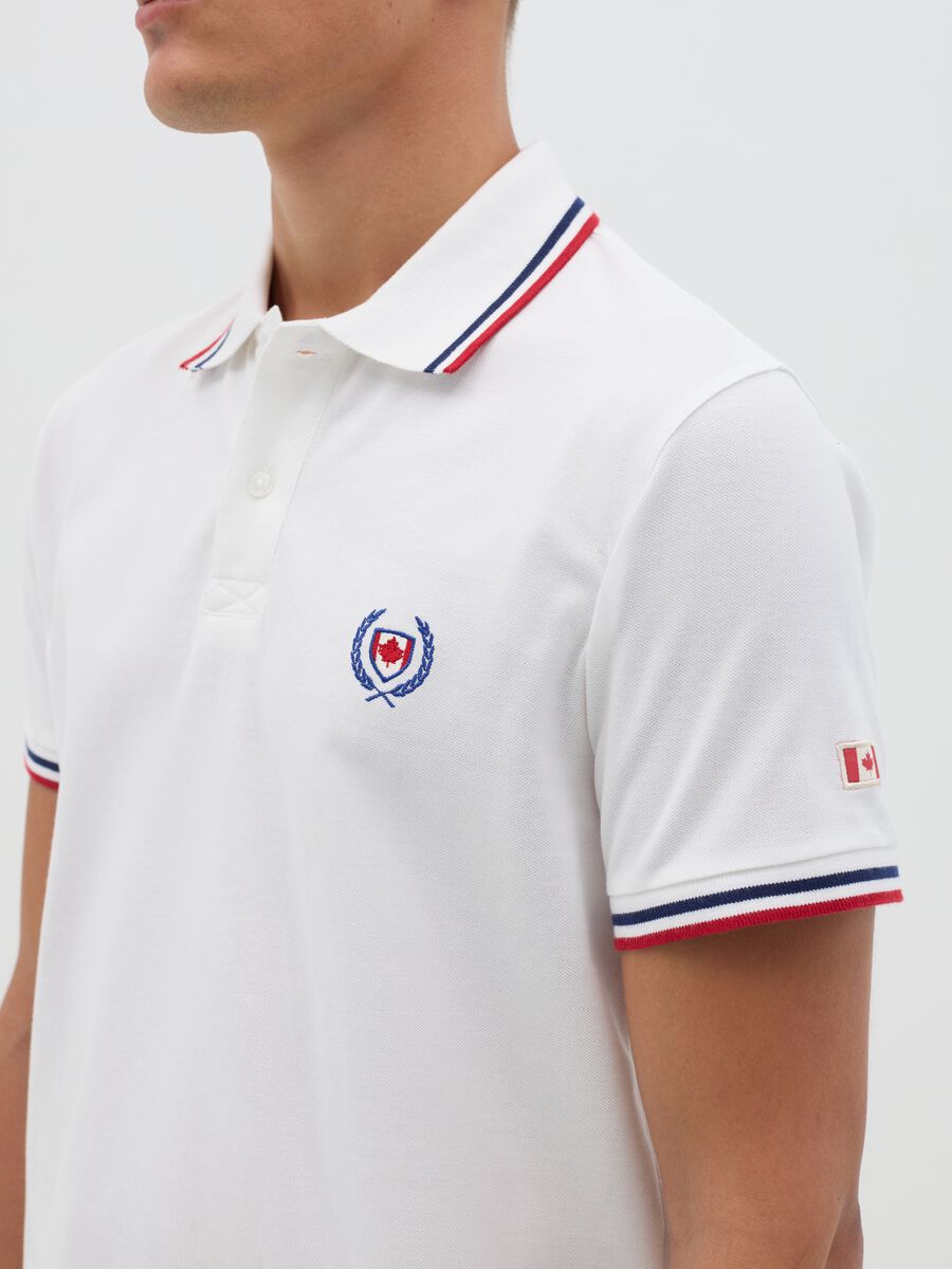 White short sleeve cotton polo Canada'S Trail_2