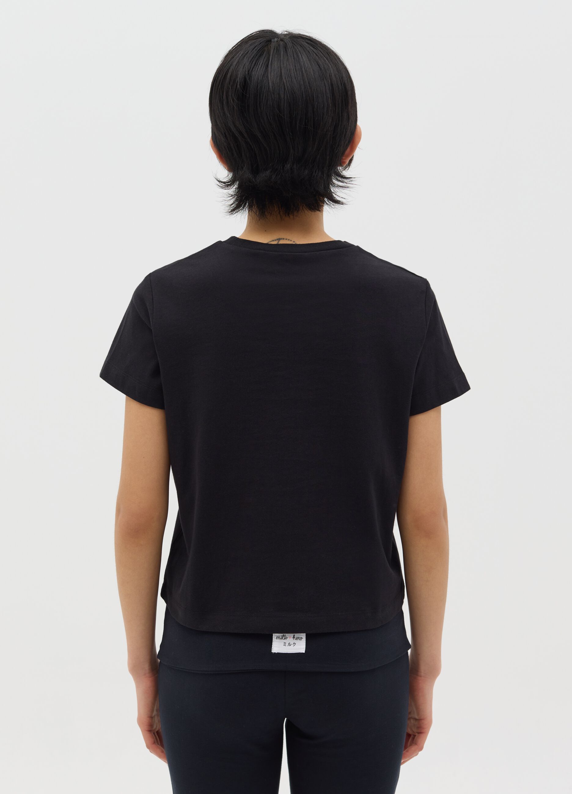 Black boxy-fit T-shirt in cotton