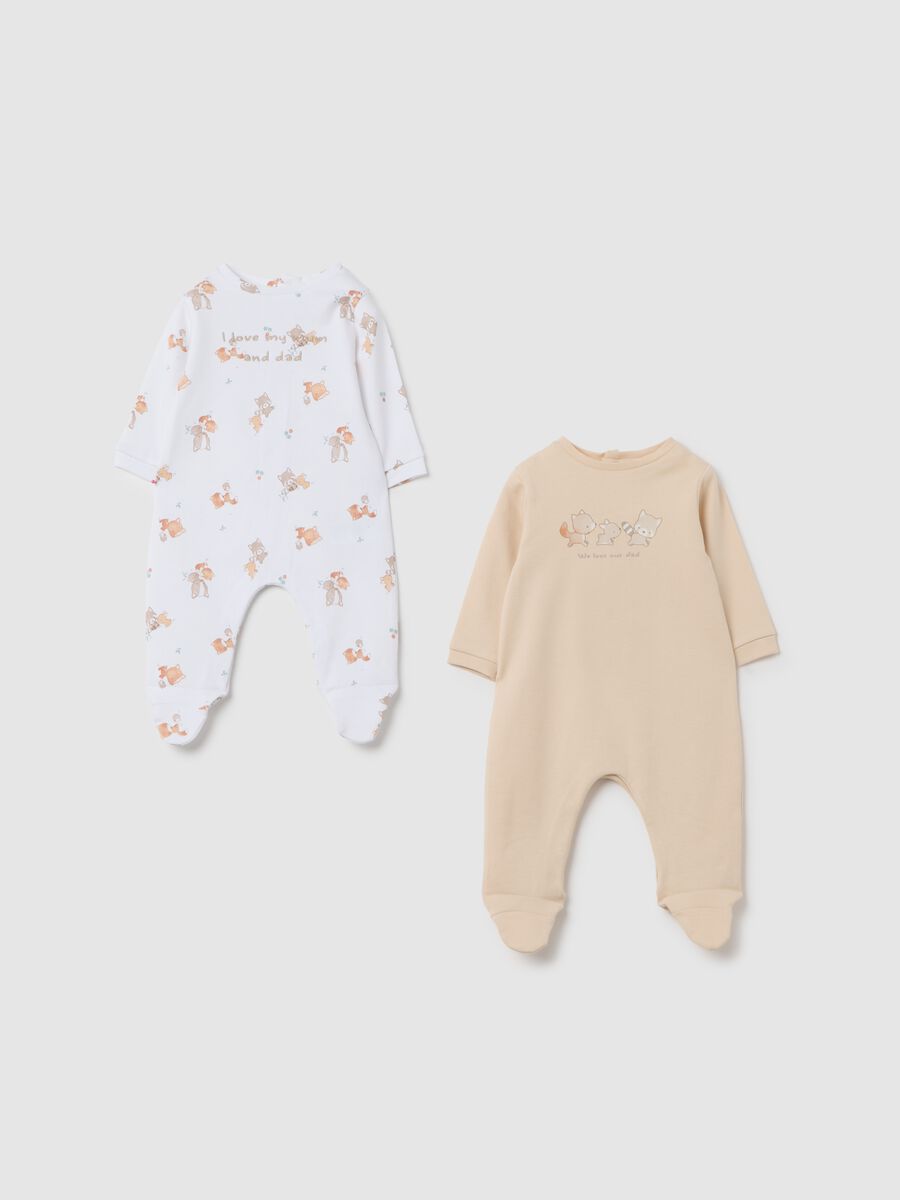 Tutina beige in cotone per neonato_0
