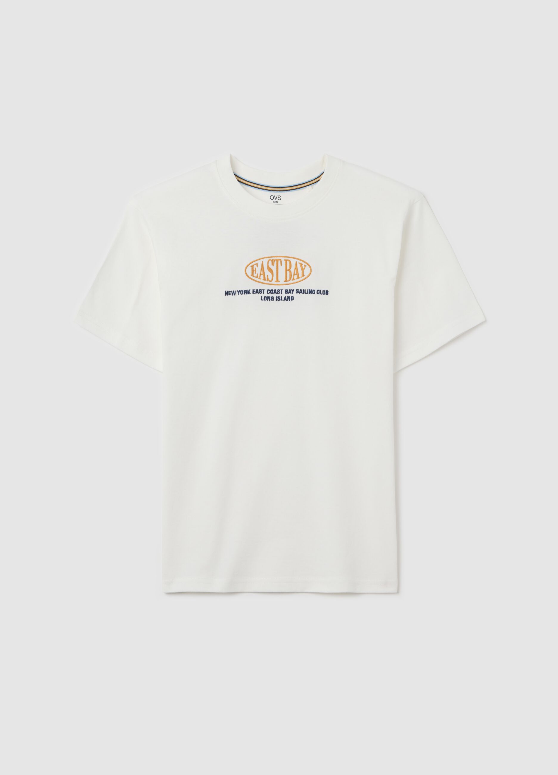 T-shirt in cotone con ricamo "East Bay" bianco